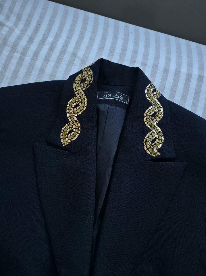 İş için Uzun Kollu İşlemeli Kadın Ceket - Görsel 2