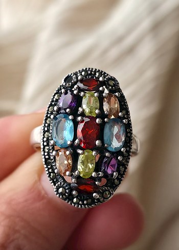 925 ayar gümüş markazit zirkon taşlı - Görsel 6