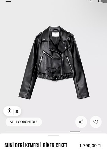 Stradivarius deri ceket - S Beden - Görsel 5