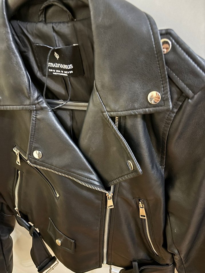 Stradivarius deri ceket - S Beden - Görsel 2