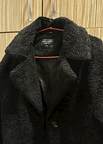 Siyah Kadın Midi Peluş Kaban - Görsel 2