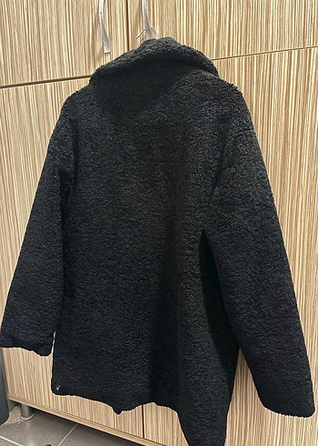 Siyah Kadın Midi Peluş Kaban - Görsel 3