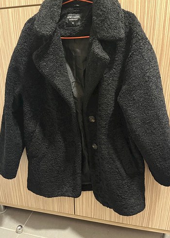 Siyah Kadın Midi Peluş Kaban - Görsel 4