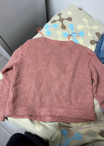 Pembe Triko Kadın Salaş Kazak - Görsel 2