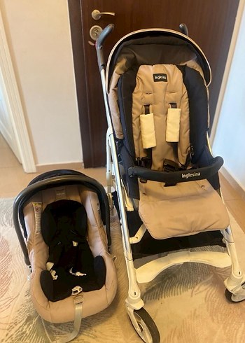 Camel renk Inglesina bebek arabası ve oto koltuğu seti - Görsel 10