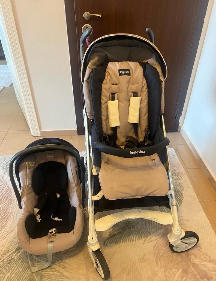 Camel renk Inglesina bebek arabası ve oto koltuğu seti - Görsel 2