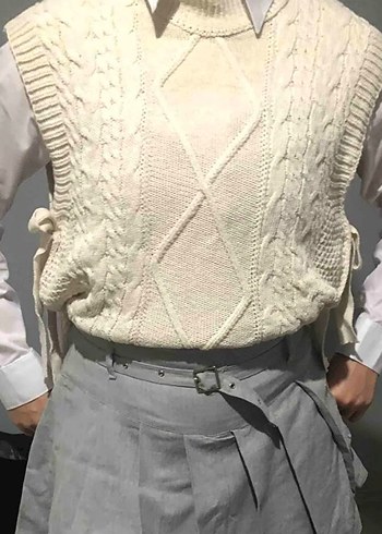 Bej Örgü Kadın Süveter - Görsel 2