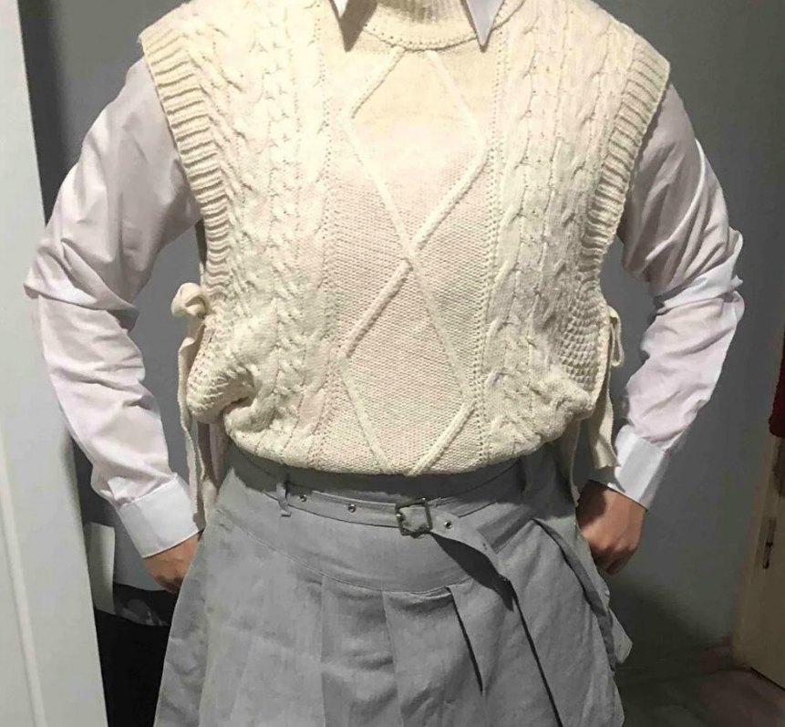 Bej Örgü Kadın Süveter - Görsel 2