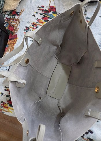 Gri Deri Kadın Çanta - Görsel 6