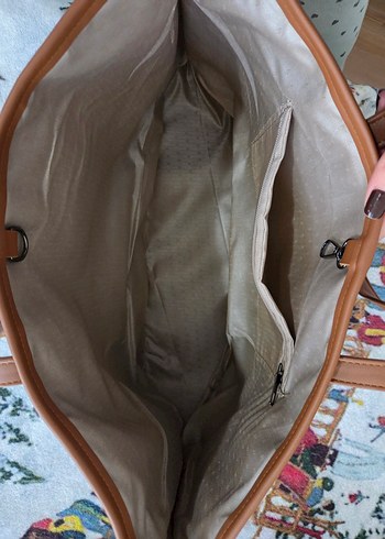 Bej Deri Kadın El Çantası - Görsel 4