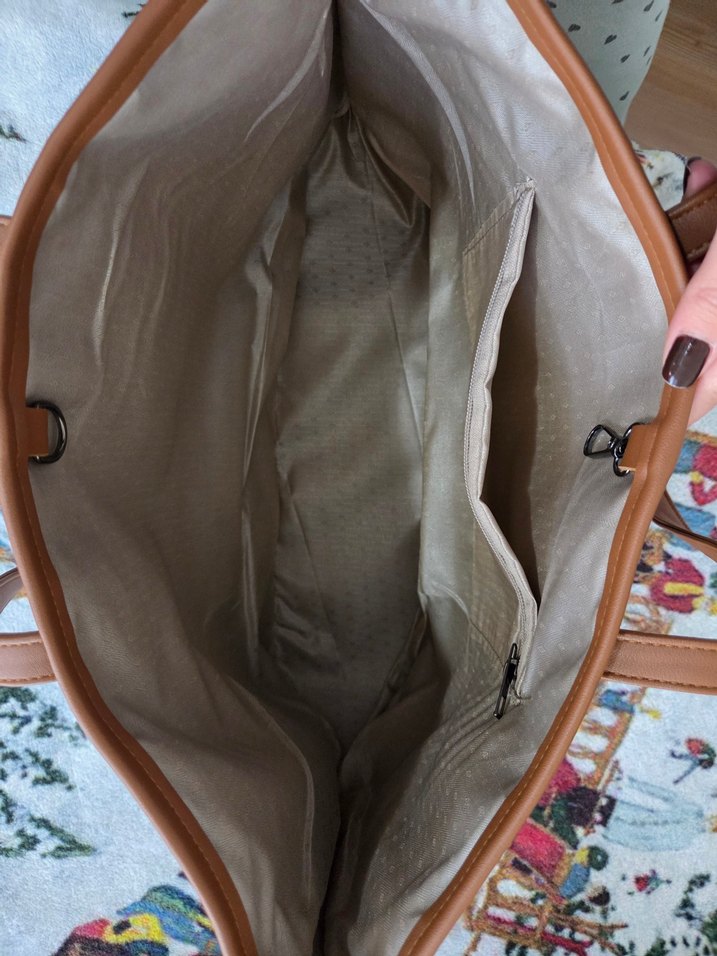 Bej Deri Kadın El Çantası - Görsel 4