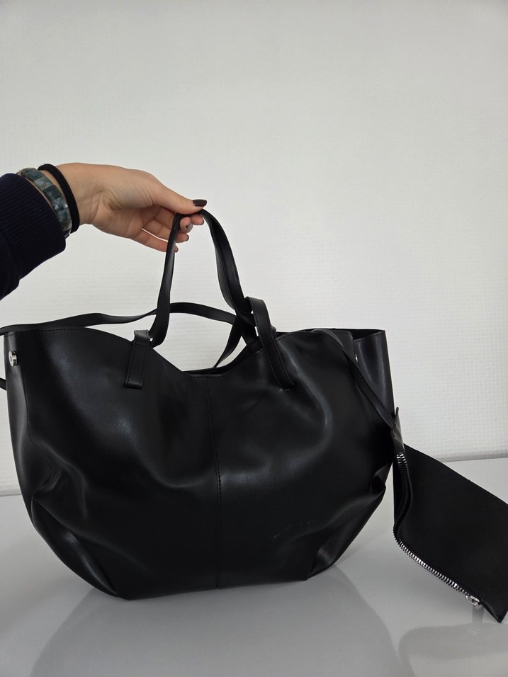 Siyah Deri Kadın Çanta - Görsel 3