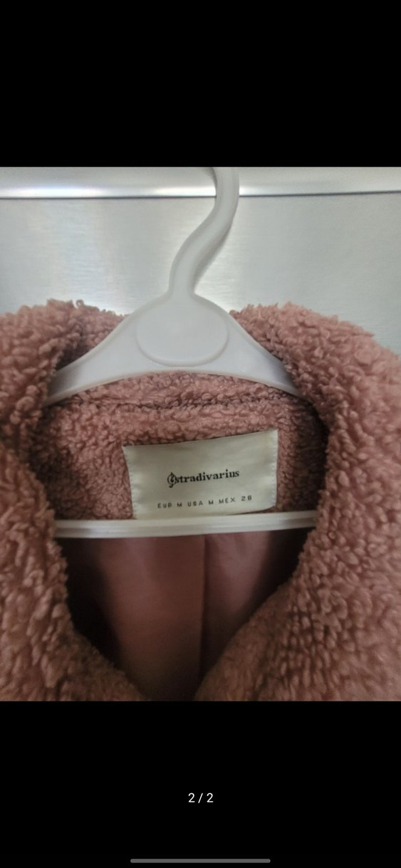 Bej Peluş Kadın Midi Ceket Stradivarius - Görsel 2