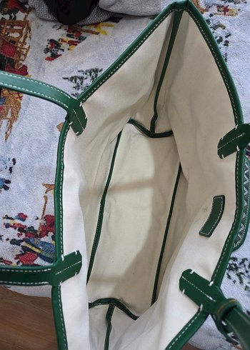 Yeşil Detaylı Gri Desenli Kadın Çanta - Görsel 3