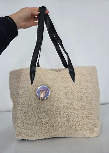 Bej Kürklü Kadın Omuz Çantası - Görsel 2