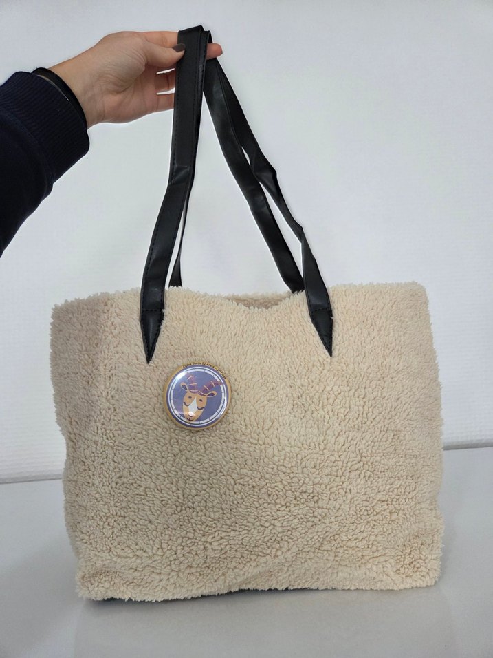 Bej Kürklü Kadın Omuz Çantası - Görsel 2