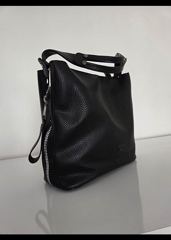 Siyah Deri Guess a kalite Minimalist Kadın Çanta - Görsel 5