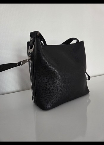 Siyah Deri Guess a kalite Minimalist Kadın Çanta - Görsel 7