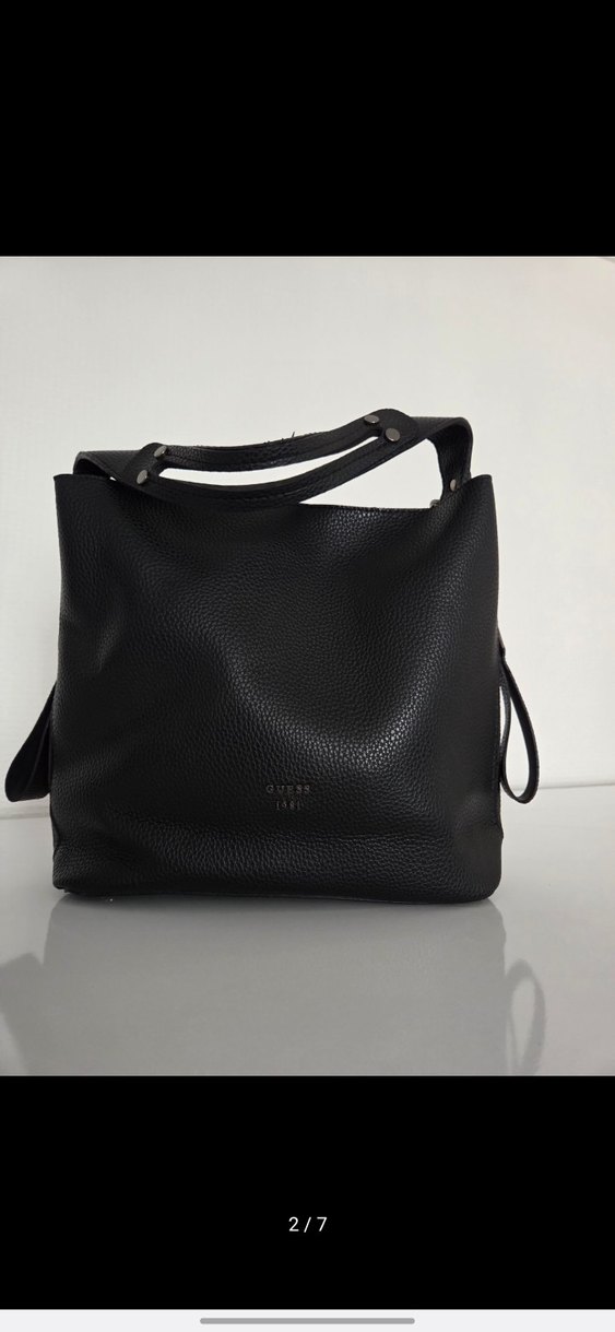 Siyah Deri Guess a kalite Minimalist Kadın Çanta - Görsel 2