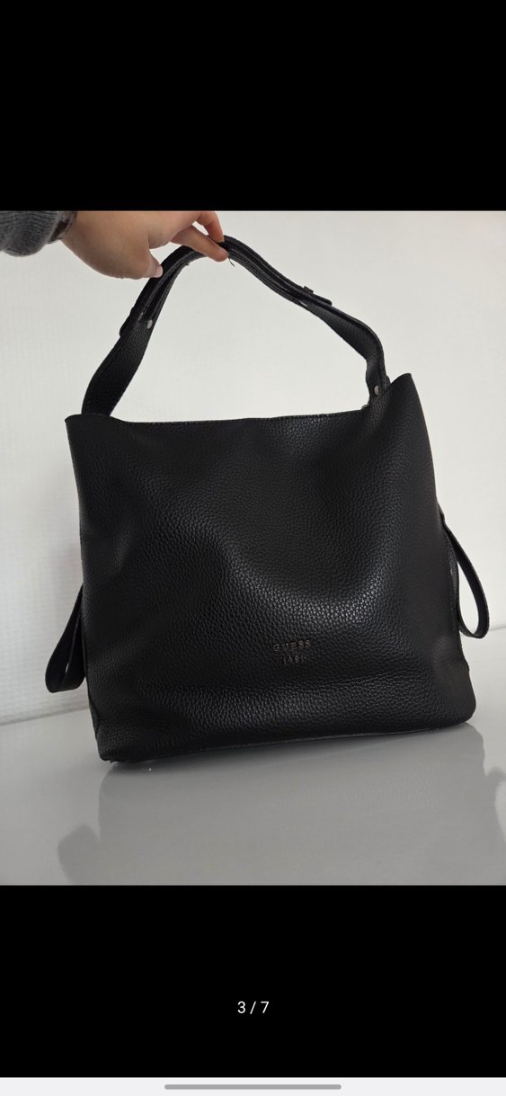 Siyah Deri Guess a kalite Minimalist Kadın Çanta - Görsel 3