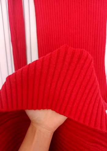 Kırmızı Uzun Kollu Triko Elbise - Görsel 4