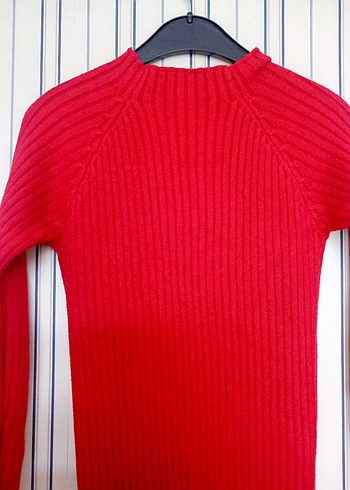 Kırmızı Uzun Kollu Triko Elbise - Görsel 3