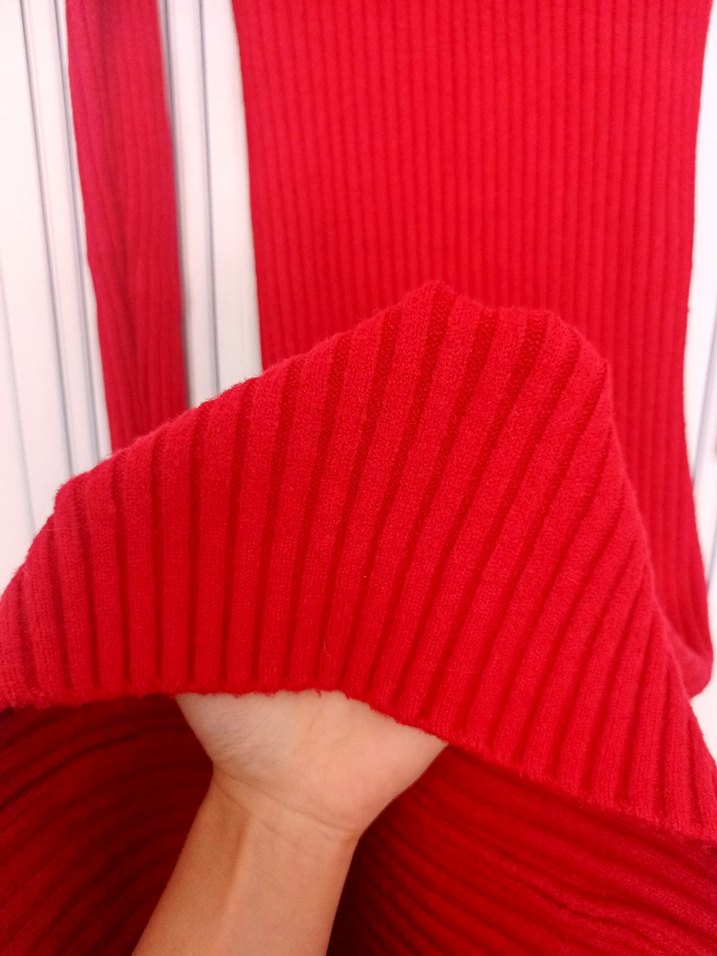 Kırmızı Uzun Kollu Triko Elbise - Görsel 4