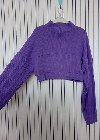 Yarım Fermuarlı Örgü Kadın Sweatshirt - Görsel 3