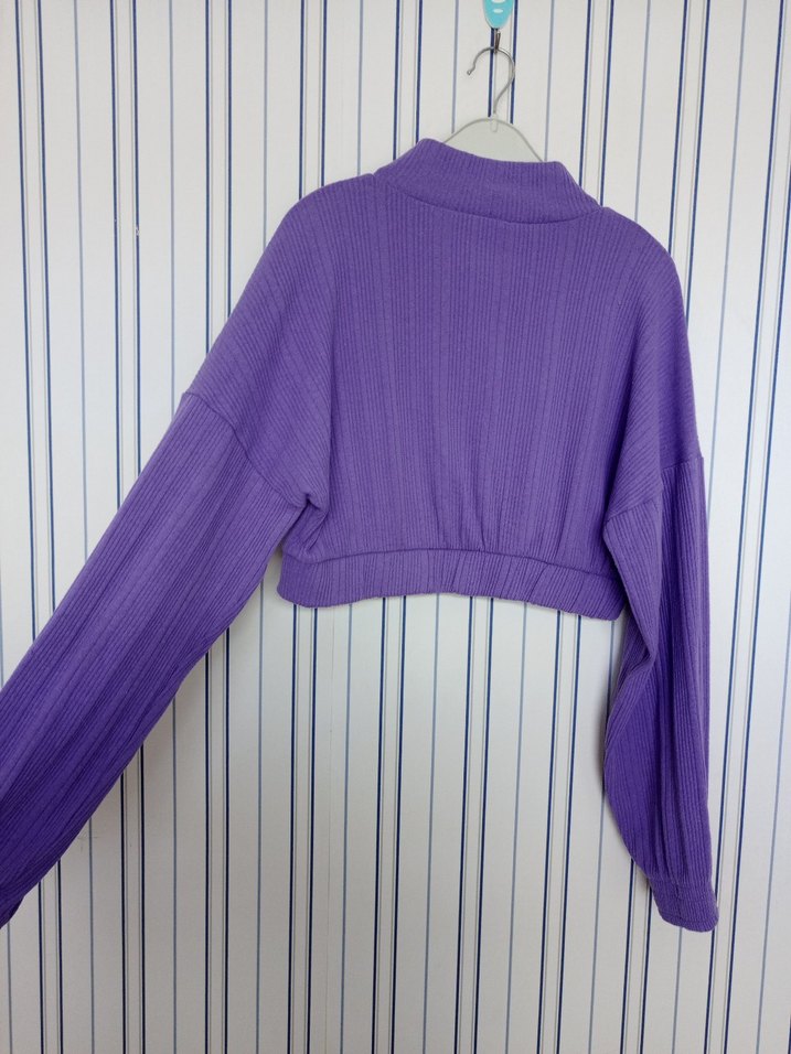 Yarım Fermuarlı Örgü Kadın Sweatshirt - Görsel 2