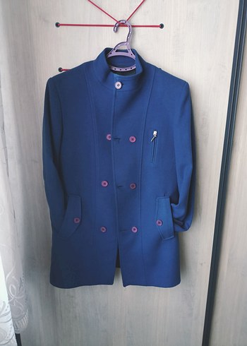 Düğmeli parlament mavisi unisex çocuk Kaban - Görsel 2