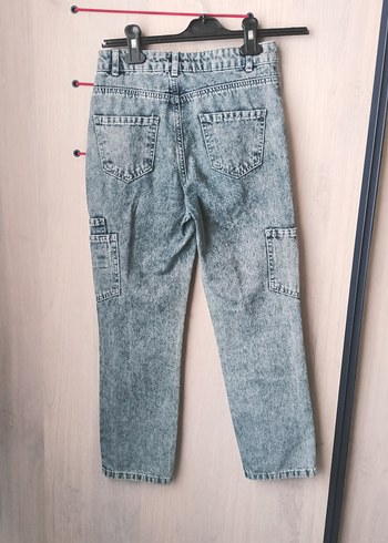 Açık mavi Bol Kesim Denim Kadın Pantolon - Görsel 4