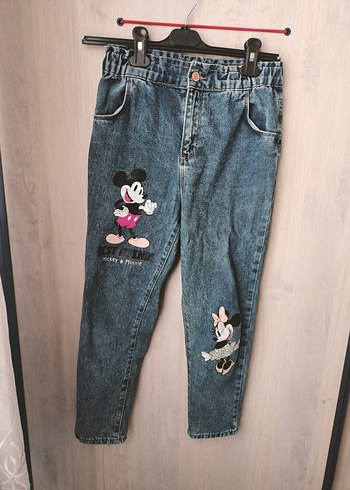 Renkli Nakışlı Kız Çocuk Jean Pantolon - Görsel 3