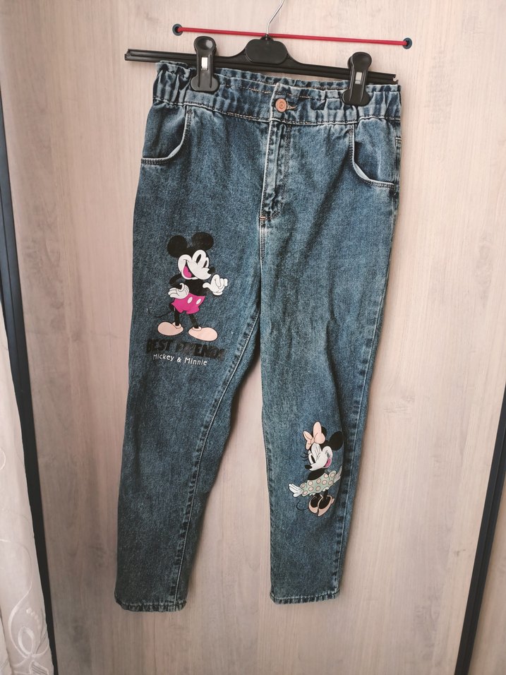 Renkli Nakışlı Kız Çocuk Jean Pantolon - Görsel 3