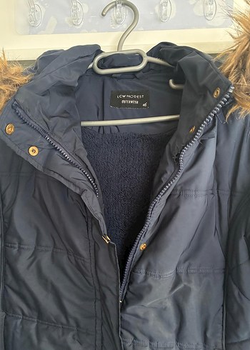 Düğmeli Uzun Lacivert Kadın Kışlık Mont - Görsel 4