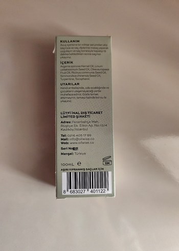 Diğer Oilwise Arganlı Saç Bakım Serumu 100 ml