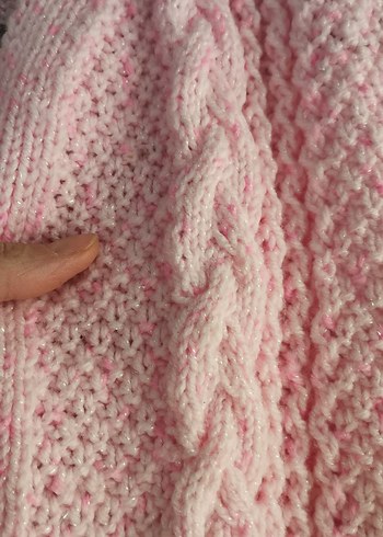 Kız Çocuk Pembe V Yaka Örgü Süveter - Görsel 5