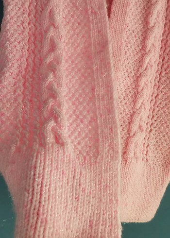 Kız Çocuk Pembe V Yaka Örgü Süveter - Görsel 3