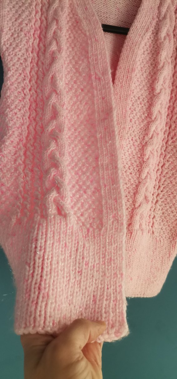 Kız Çocuk Pembe V Yaka Örgü Süveter - Görsel 3