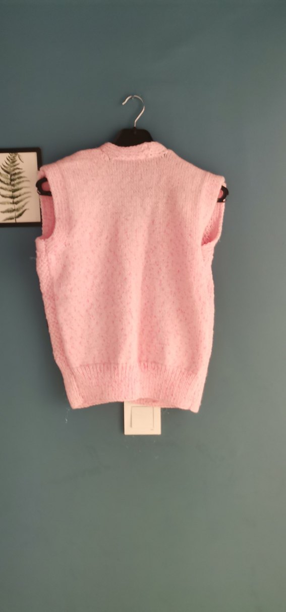 Kız Çocuk Pembe V Yaka Örgü Süveter - Görsel 2