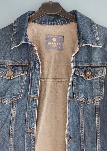 xl Beden Düğmeli Mavi Denim Midi Ceket