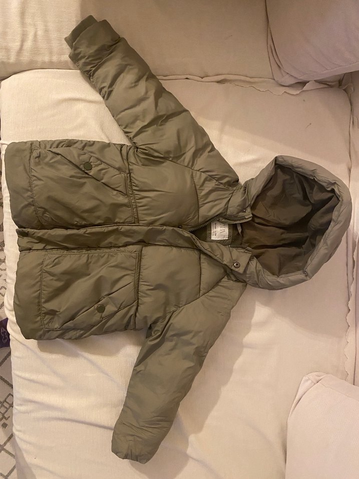 Zara erkek Çocuk yeşil Fermuarlı su gecirmez Mont - Görsel 4