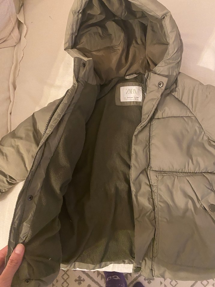 Zara erkek Çocuk yeşil Fermuarlı su gecirmez Mont - Görsel 2