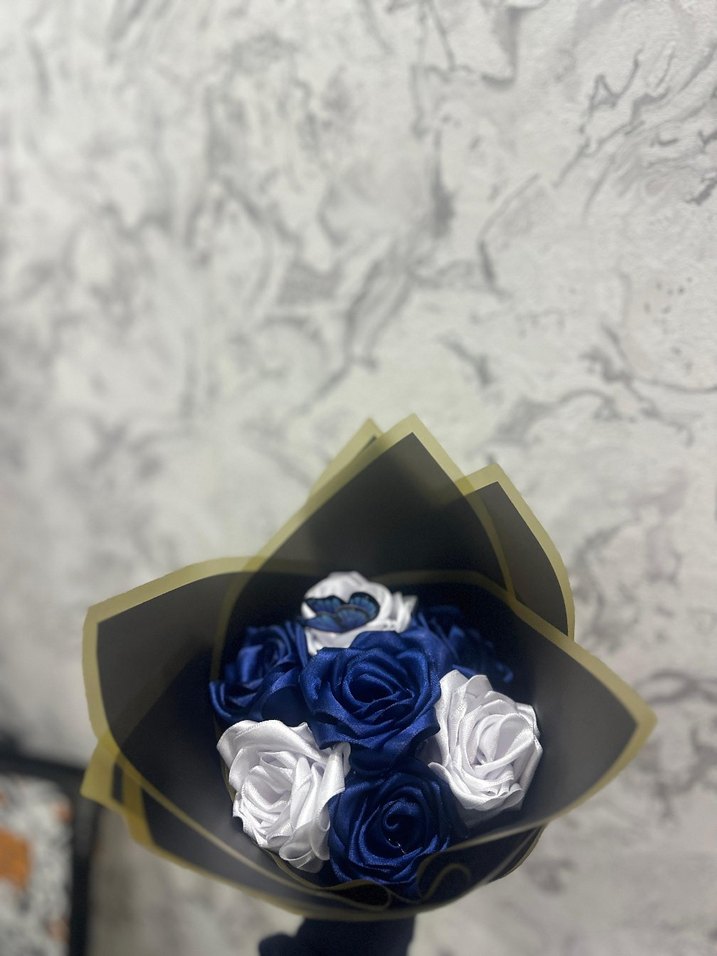 lacivert beyaz solmayan buket - Görsel 2