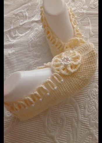 Boncuk İşlemeli Mor Örgü Kadın Terlik - Görsel 5