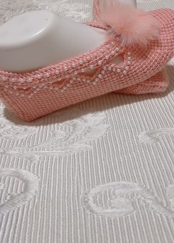 Boncuk İşlemeli Mor Örgü Kadın Terlik - Görsel 3