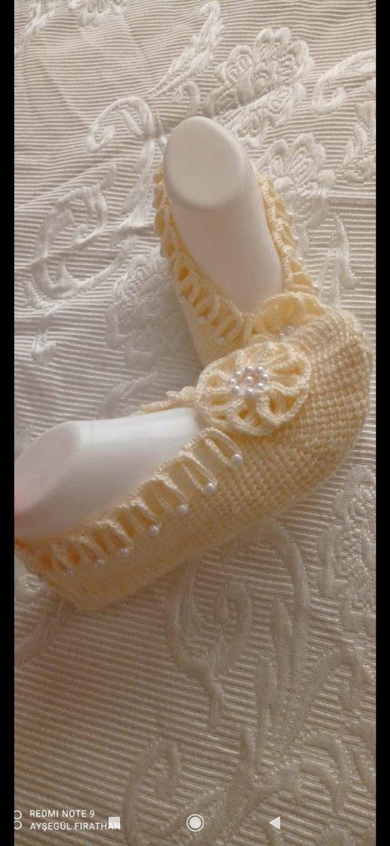 Boncuk İşlemeli Mor Örgü Kadın Terlik - Görsel 5