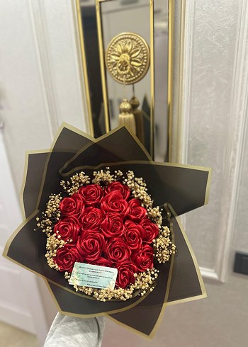 Kırmızı Güllü kurdeleli buket - Görsel 8