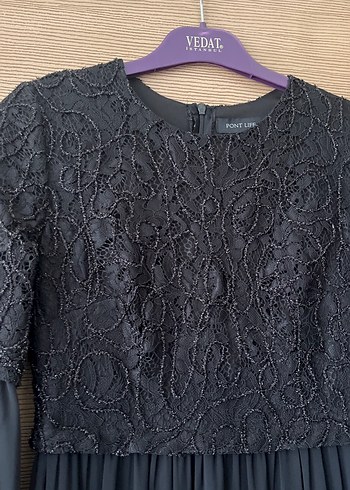 Abiye Uzun Siyah Gotik Nakışlı Elbise