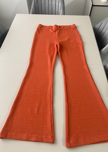 xxl Beden Kadın Turuncu Pilili Kumaş Pantolon