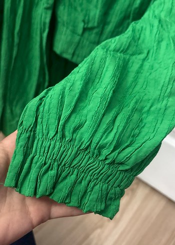 Uzun Yeşil Keten Kadın Takım - Görsel 2